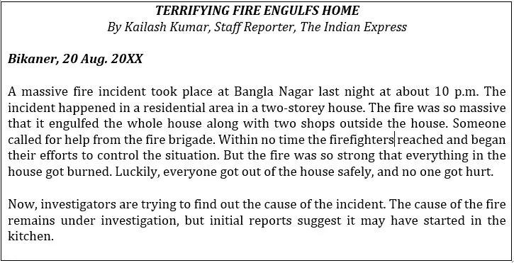 Report Writing On Fire Accident Class And